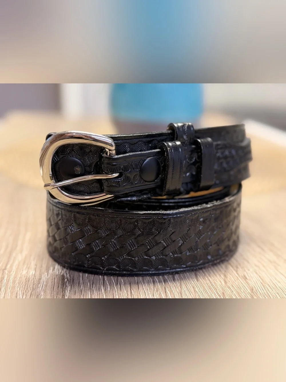 Dutyman 1721 Basketweave Leather Ranger Belt Size 40 Black Duty Police
